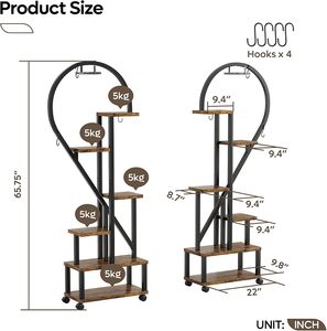 Étagère d'intérieur en <span class=keywords><strong>bois</strong></span> pour plantes avec support pour fleurs parfumées Support pour pots de fleurs en métal Roue verrouillable pour lampes de culture - Product Image 6