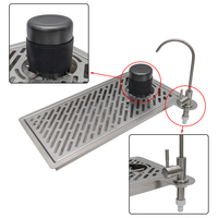 Rinse-bouteilles et rinse-tasses en acier inoxydable 304 de 575 mm avec robinet pour chariot à café, idéal pour bar à bière, pichet à expresso et nettoyage de bouteilles en verre