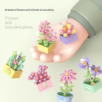 Micro-particules Lele Brothers 1503-1504 en ABS, lot de 40 pièces, fleurs éternelles en pot succulent, jouet DIY, cadeau de bureau pour filles