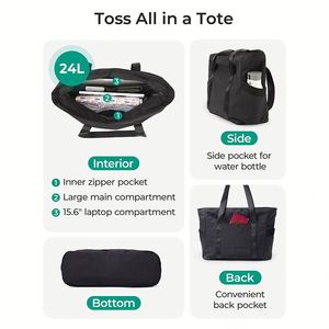 Bolsa de Mano Portátil para Mujer, con Compartimento con Cierre, Color Sólido, Forro de Poliéster, para Gimnasio, Trabajo, Enfermería, Baile, Yoga, Deportes, Viajes - Product Image 3