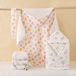 Peignoir de bain pour bébé personnalisable par le fabricant, couverture d'emmaillotage, ensemble de serviettes de bain à capuche pour bébé - Product Image 5