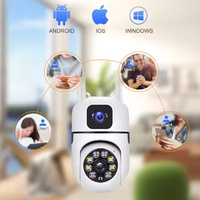 Caméra de sécurité domestique intérieure 1080P, double objectif, WiFi, audio bidirectionnel, caméra de surveillance avec vision nocturne couleur