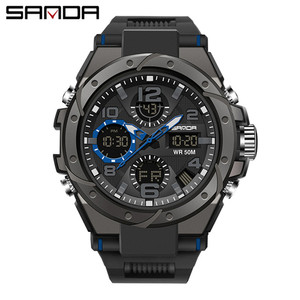 Montre numérique LED pour homme SANDA 3192 avec cadran carré, multifonction, mesure de la température, bracelet en acier, montre sportive pour homme, cadeau - Product Image 5