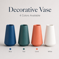 Vase décoratif en plastique gaufré COIZY, bord ondulé, léger, incassable, vase à fleurs moderne pour table, pour le salon