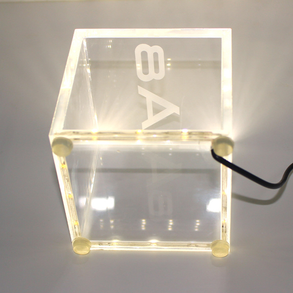Acrylic logo Cube Box Display With LED, New Design Plexi Led Car Sign Display Cube Box