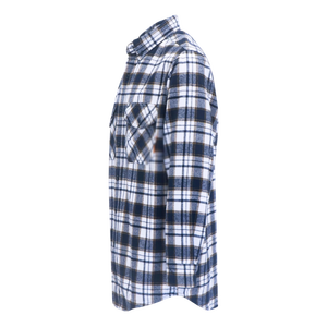Camisa de franela a cuadros azul y blanca para hombre, manga larga, con botones, con bolsillo en el pecho, cálida y suave - Product Image 3
