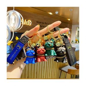 NEW 3D PVC Cute Cartoon French Bulldog <b>Keychains</b> Cute Dog Keychain Bag Pendant Resin Fighting Keyring Car <b>Anime</b> Key Chains - Product Image 1