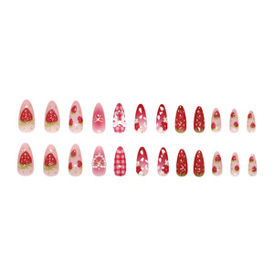 Usine presse sur ongles en gros 24 pièces luxe amande 3D cerise <span class=keywords><strong>faux</strong></span> ongles ABS matériel <span class=keywords><strong>pour</strong></span> doigt - Product Image 4