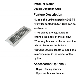 Calandre en aluminium pour <span class=keywords><strong>Ventilation</strong></span> murale, <span class=keywords><strong>Grille</strong></span> de retour d'air réglable à Double déflecteur pour <span class=keywords><strong>Ventilation</strong></span> de climatisation - Product Image 3