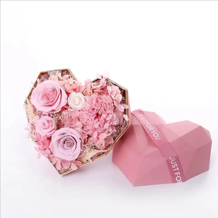 Kotak Hadiah Hari Valentine Pabrik Hati 2021 Selamanya, Hadiah Bunga Mawar Yang Diawetkan