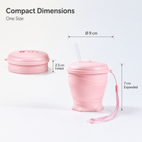 Gobelet pliable en silicone de qualité alimentaire personnalisé avec couvercle, paille et cordon, tasse de voyage portable pliable pour l'eau, OEM ODM