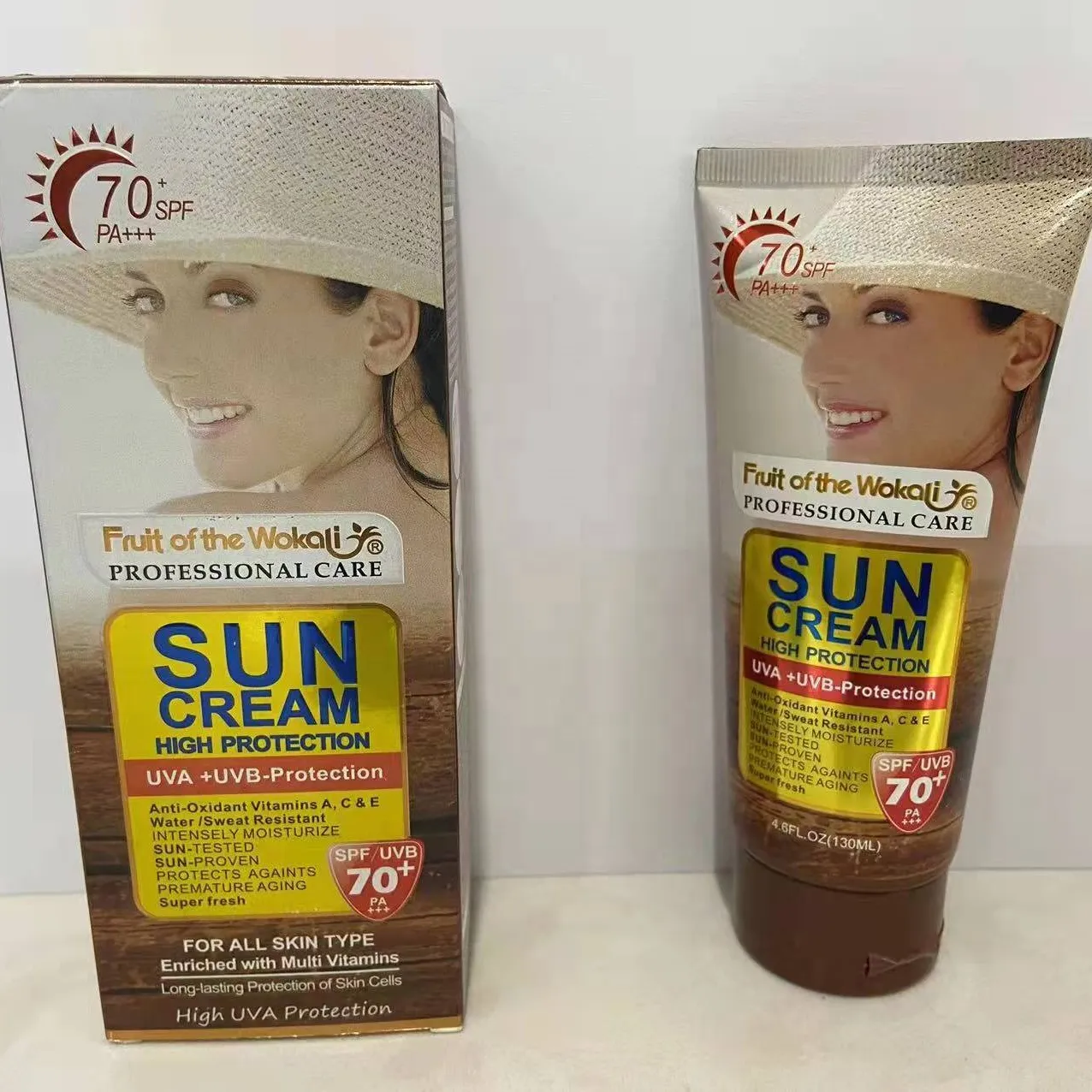 Wokali 130ML Sunblock क्रीम SPF70 उच्च यूवीए/UVB संरक्षण सूरज की रक्षा की, चमकती त्वचा और चौरसाई समारोह