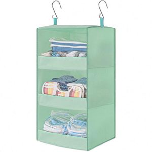 Water Proof Oxford 3 Shelf <b>Collapsible</b> Hanging Closet Organizer with Plastic Board for Shoes Clothes Handbags - Product Image 1
