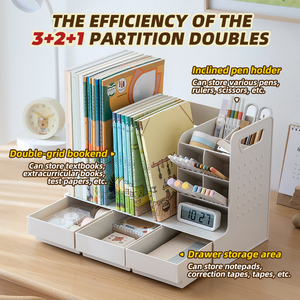 גדול-אחסון ספר שולחן עבודה בעל קיבולת גדולה עם מגירות שולחן משרדי נתיק - Product Image 2