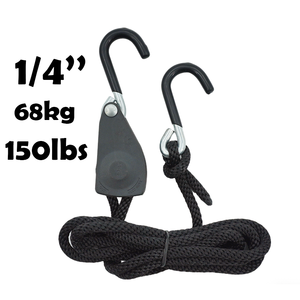<span class=keywords><strong>Tendeur</strong></span> de corde réglable 1/4'' <span class=keywords><strong>avec</strong></span> poulie métallique et sangle en PP, revêtement en caoutchouc noir, certifié CE - Product Image 1