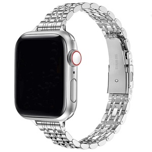 Bracelet de montre iWatch 40mm 44mm 45mm élégant à 7 maillons, boucle déployante, design taille fine, en acier inoxydable, pour femme - Product Image 5