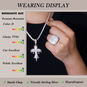 แหวนฮิปฮอปประดับมอสซาไนต์ทรงเอเมอรัลด์ 4.024 กะรัต ตัวเรือนเงินแท้ 925 ชุบแพลตตินั่ม พร้อมใบรับรองการฝังแบบ Pave Setting สำหรับทั้งชายและหญิง น้ำหนัก 13.6 กรัม - Product Image 6