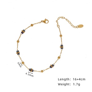 Fashion Classic <b>Necklace</b> 18K Gold Plated Small Round Chain Gemstone Glass Bead <b>Necklace</b> Women's Bracelet Fashion <b>Set</b> - Product Image 6