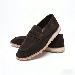 Chaussures plates en daim et cuir véritable pour hommes, élégantes, durables, à enfiler, décontractées, de créateur italien - Product Image 5