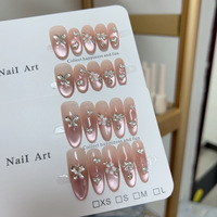 Faux ongles à porter style baroque Maiden, motif ours de dessin animé mignon, motif à carreaux français, nœud tridimensionnel coloré, vente en gros