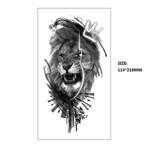 Schwarze Großflächige Temporäre <span class=keywords><strong>Tattoos</strong></span> Totenkopf Rose Löwe Tiger Engelsflügel Wasserfeste Fake-Tattoo-Aufkleber zur Körperdekoration - Product Image 3