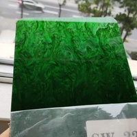 Panneau acrylique décoratif haut de gamme vert émeraude à motif cristal de glace, finition translucide pour aménagements et signalétique de magasins de détail