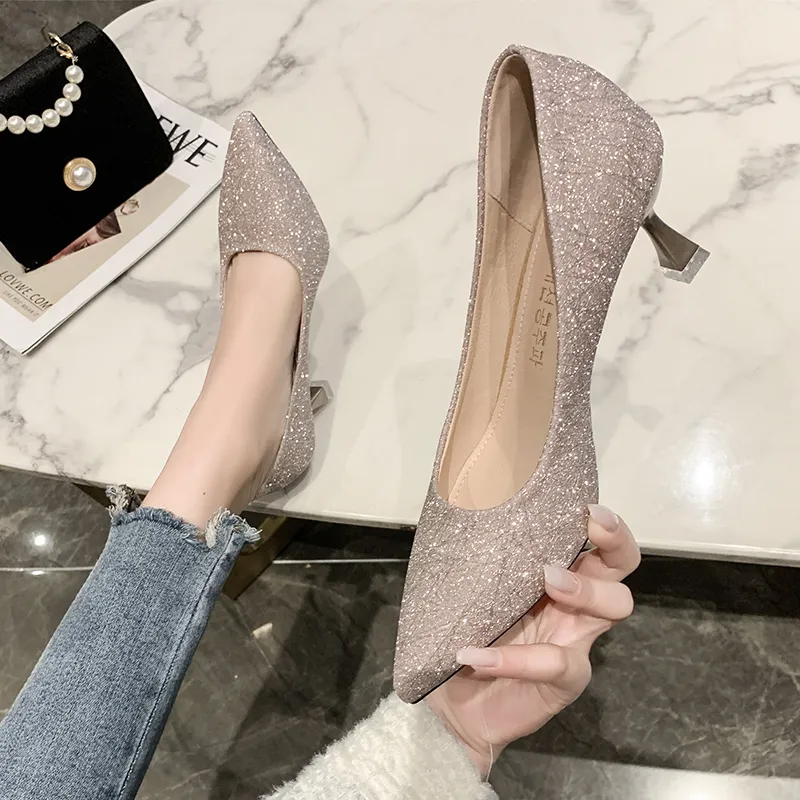 Spring New Ladies Pointed High Heels Fashion Shoes Temperament Non-slip Office Business Elegant High Heels