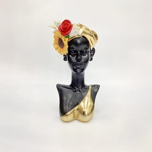 Donna africana statua in resina artigianato nero signora scultura elegante decorazione per la casa ufficio decorazione decorazione arte regalo per le donne - Product Image 5