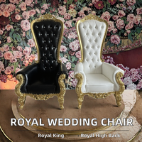 Chaise royale de luxe en bois de style européen pour mariés, dossier haut, pour hôtels et clubs - Vente directe fabricant de matériel de mariage