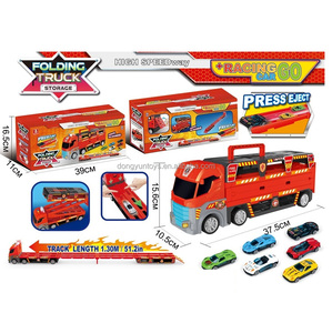 Camión de Transporte Plegable de 135 cm, Juego de 6 Coches de Carreras Metálicos, Catapulta Deformable, Lanzamiento, Transportador de Coches Navideño, Juguetes de Plástico para Navidad - Product Image 6