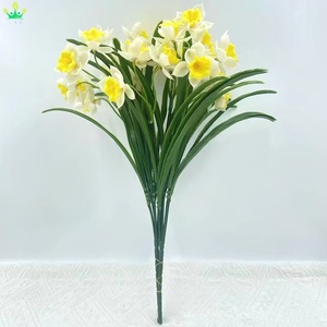 Fiori Artificiali di <span class=keywords><strong>Narciso</strong></span>, Ramo di Fiori in Plastica con 5 Steli, Decorazione Floreale per Bouquet Festa del Papà, Casa, Feste, Vasi da Tavola - Product Image 3