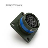 Connecteur aviation femelle à profil bas PSCCONN série industrielle robuste II JY27508E12B35SN, prise à bride carrée, 22 broches