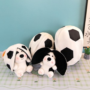 Juguete de Peluche de Perro Blanco y Negro para Niño, Bolsa Creativa de Peluche de Fútbol Transformar Bebé, Muñeco de Peluche para Niño - Product Image 1