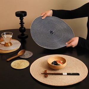 Round Cotton Yarn Placemat Heat Insulating Non <b>Slip</b> Woven Coaster Kitchen Anti Scald Pot <b>Mat</b> Home Use - Product Image 2