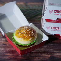 Boîte à hamburger en papier kraft avec doublure intérieure résistante à la graisse, avec logo personnalisé, pour la livraison de hamburgers à emporter