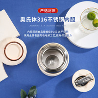 Recipiente para comida al vacío de acero inoxidable, cilindro de 500 ml, lonchera aislada con tapa para hombres y mujeres, blanco, negro, rojo, creativo, simple, sólido