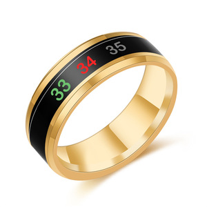 Stainless Steel Temperature Sensing <b>Ring</b> Gold Black Color Changing Smart Jewelry Unisex Fashion <b>Ring</b> - Product Image 1