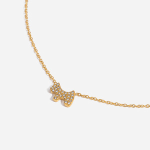 Collar con Colgante de Perro en Tono Dorado, con Engaste Pavé, de Acero Inoxidable, para Uso Diario, Joyería con Dije Temático de Animal - Product Image 1