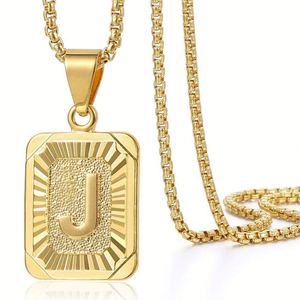 Collar con Colgante de Letra Inicial A-Z para Hombre/Mujer, Chapado en Oro Amarillo, Acero Inoxidable, Cadena de 22 Pulgadas, Estilo Moderno para Fiestas - Product Image 1