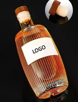 Nouvelles bouteilles en verre cylindriques transparentes personnalisées de 500 ml avec bouchon en liège et impression sérigraphique pour gin, vodka, whisky, liqueur, jus ou vin