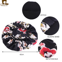 Bonnets de grande taille Bonnets imprimés pour soins capillaires Bonnet de sommeil en satin bouclé de nuit pour femme