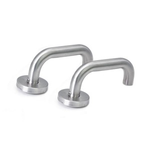 Quincaillerie de style européen poignée de porte à levier tubulaire en acier inoxydable à double courbure avec escutechon cylindrique - Product Image 5