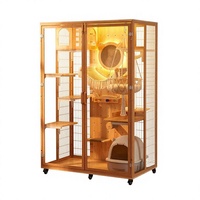 Villa de luxe pour chat en bois massif tout-en-un, maison d'intérieur et arbre à chat avec vue panoramique - Cage pour chat toutes saisons