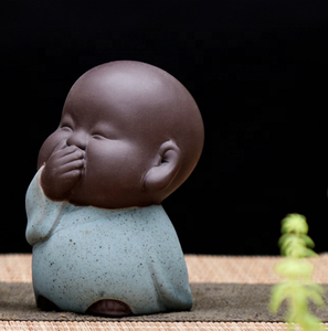 Adornos de cerámica china de 6*8cm, artículos, accesorios de arcilla gorda, cerámica, pequeño monje novato, té, mascota, joven <span class=keywords><strong>Buda</strong></span> sonriente - Product Image 6