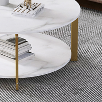 Ensemble de meubles de salon modernes de conception italienne, base de table basse en acier inoxydable doré, canapé, table basse, finition marbre, salle à manger