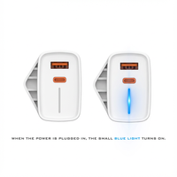 Chargeur rapide USB Type-C QC3.0 25W avec prise UK, protection contre les courts-circuits 5V/3A pour téléphones portables, ordinateurs portables et appareils photo