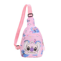 Sac de poitrine léger en nylon à fermeture éclair pour enfants, motif Stitch, avec compartiment pour ordinateur portable, sac de voyage bandoulière pour garçons et filles de maternelle