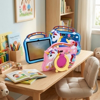 Tablet Anak 7 Inch Android 8.1 2GB 16GB WiFi 1024x600 Biru Tablet PC Anak dengan Casing Silikon Unicorn dan Penyangga