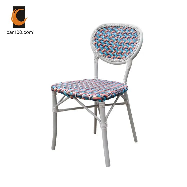 Dış mekan mobilyası açık restoran sandalye plastik Rattan istifleme açık yemek sandalyesi