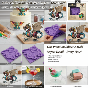 Molde de Silicona de Dragón Volador para Decoración de Pasteles, Adorno para Cupcakes, Dulces, Galletas, Manualidades con Azúcar, Arcilla y Resina - Product Image 4